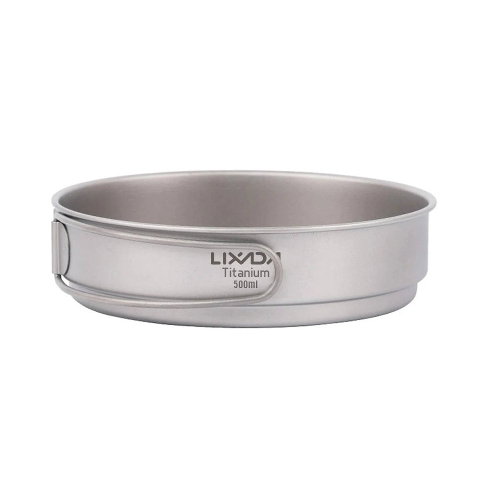 Lixada 350ml/500ml Ultralight Titanium Frypan Outdoor Camping Hiking Picnic Backpacking Cooking Frying Pan with Foldable Handles-WAYBIKER