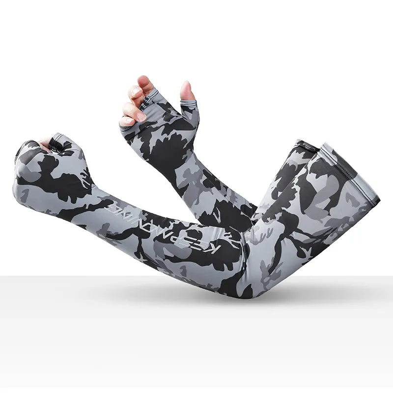 Spring Summer Cycling Gloves Sleeves Cuff for Men Sports Outdoor Camouflage Cool Glove Women Arm Sleeves Sun Protection Ice Silk-WAYBIKER