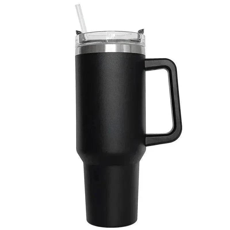 40oz Straw Coffee Insulation Cup With Handle Portable Car Stainless Steel Water Bottle LargeCapacity Travel BPA Free Thermal Mug-WAYBIKER