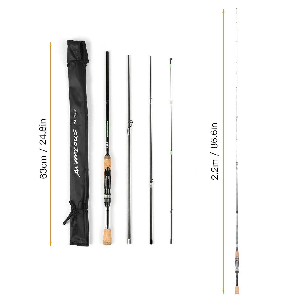Lixada Portable Travel Spinning Fishing Rod 6.8FT Lightweight Carbon Fiber 4 Pieces Fishing Pole For Outdoor Fishing-WAYBIKER