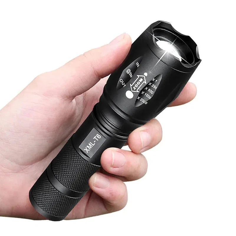 Powerful Portable LED Flashlight XML-T6 Torch Using 18650 Rechargeable Battery  Outdoor Camping Hiking Tactical Flash Light-WAYBIKER
