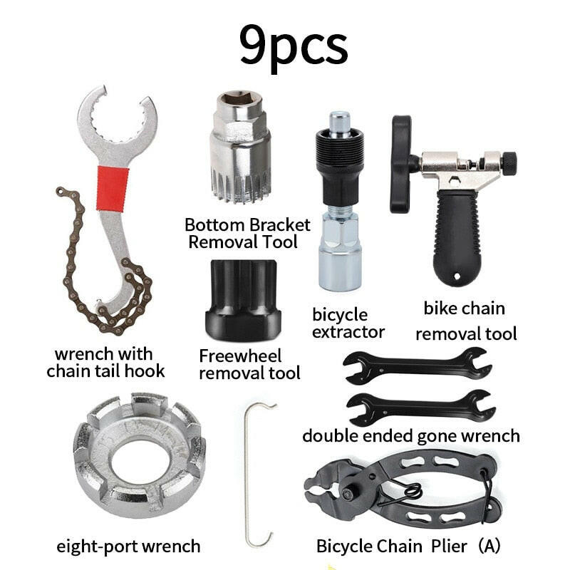 Bicycle Multitool Repair Tool Set Kit Remover Freewheel Crank Puller Spoke Nipple Wrench Spanner Chain Breaker Bicycle Tools MTB-WAYBIKER