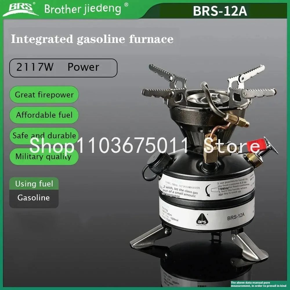 BRS-12A Mini Liquid Fuel Camping Gasoline Stove Outdoor Portable One-piece Burners Cooker Camping Equipment For Outdoor Sports-WAYBIKER