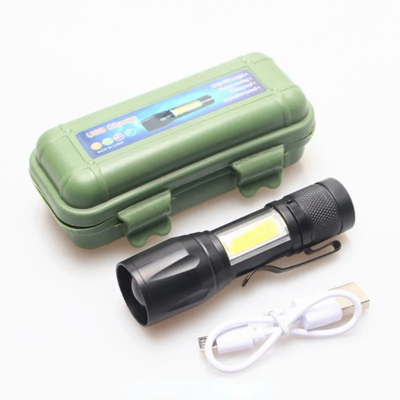 Mini Led Flashlight Built In Battery Zoom Focus Portable Torch Lamp Rechargeable Adjustable Waterproof Outdoor USB Led Penlight-WAYBIKER