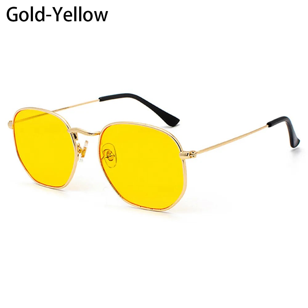 Small Square Sunglasses for Men and Women Polygon Mirrored Lens Sun Glasses Driving Eyewear Fashion Metal Frame Glasses UV400-WAYBIKER