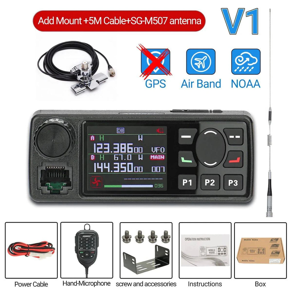 AR-2520 25W Air Band Mini Mobie Radio GPS 108-520MHz Full Band 999CH AM NOAA Long Range Car Radio Walkie Talkie Station with Mic-WAYBIKER
