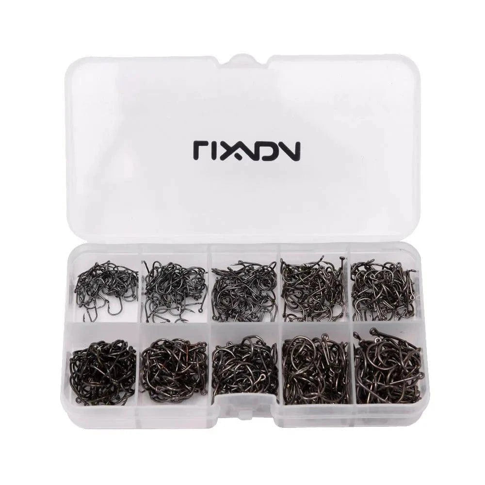 Lixada 600pcs Fish Jig Hooks with Hole Fishing Tackle Box 3# -12# 10 Sizes High Carbon Steel For Outdoor Fishing-WAYBIKER
