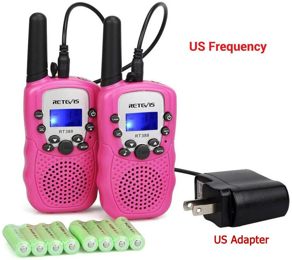 PC Material Pink Retevis RT388 Walkie Talkie Children Rechargeable 2pcs Toy For Girl 6 Years Birthday Gift Rechargeable Battery-WAYBIKER