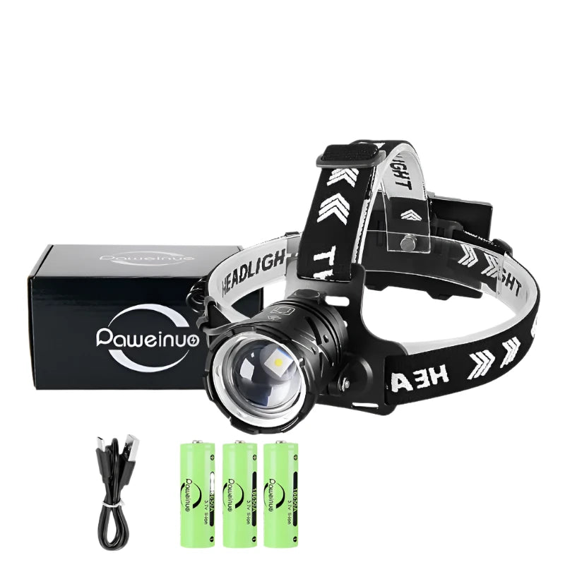 2023 New Portable Super Bright Headlamp 18650 Rechargeable LED Head Flashlight Outdoor Waterproof Zoom Camping Fishing Lantern-WAYBIKER