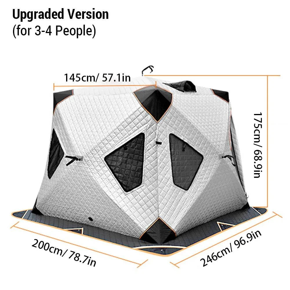 Winter Fishing Tent Thicken 4 Layer Ice Fishing Tent Winter Fishing Shelter Cold Weather Windproof Camping Tent for 2 People-WAYBIKER