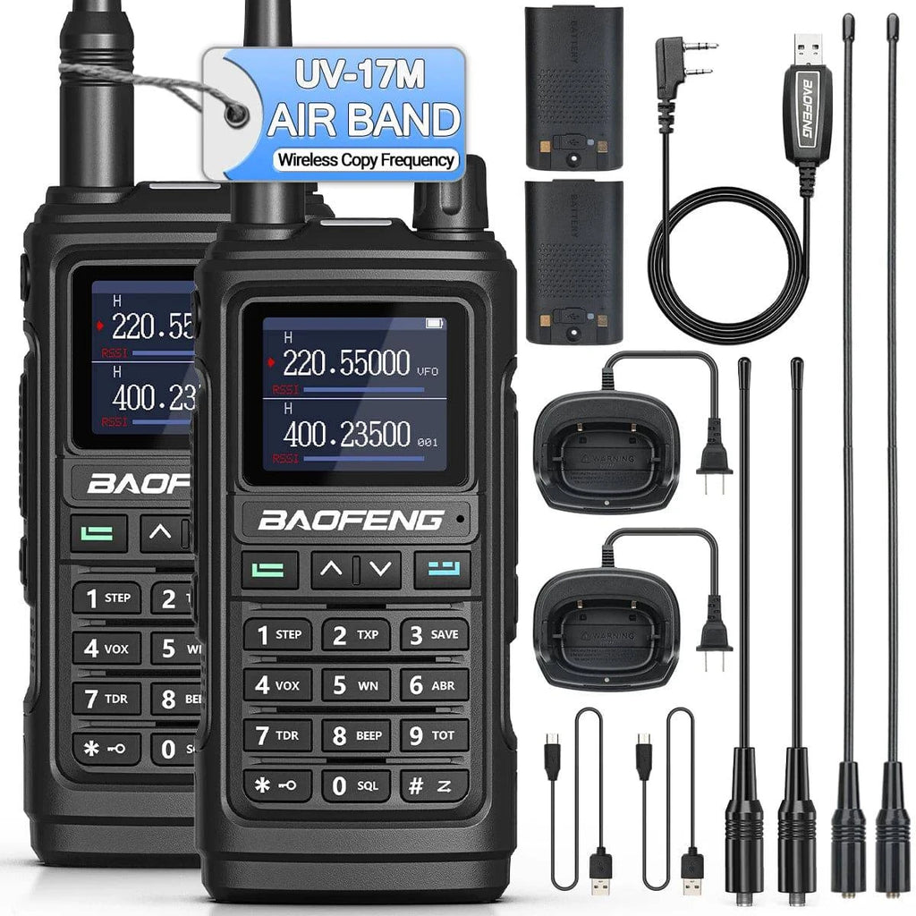 1/2PCS Baofeng UV-17M Air Band Walkie Talkie 999CH Copy Frequency NOAA Long Range Type-C Upgrade UV-5R 17 Pro Ham Two Way Radio-WAYBIKER