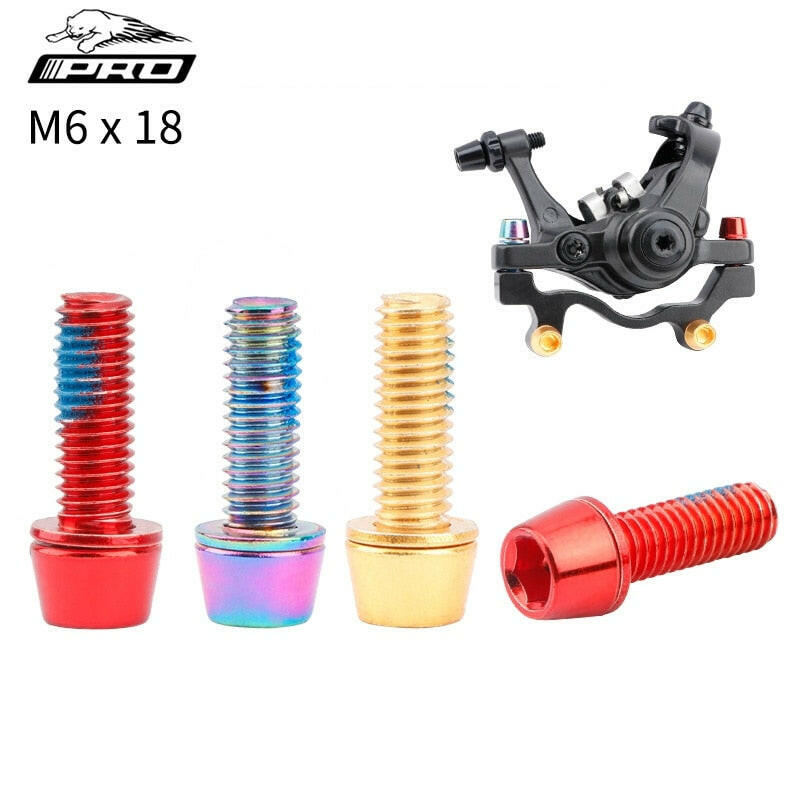 IIIPRO 6 Pcs Colour Bicycle Disc Brake Caliper Bolts M6x18mm MTB Bike Stainless Steel Fixing Screws-WAYBIKER