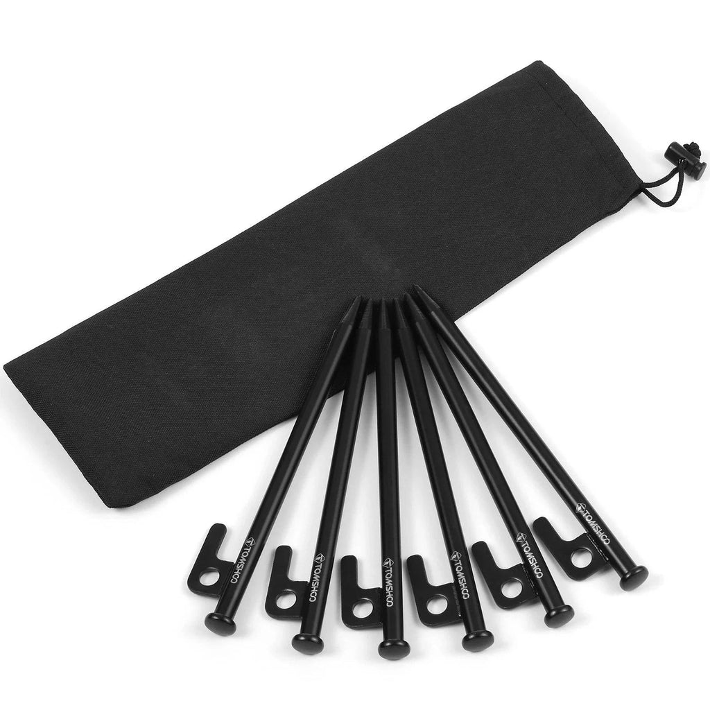 TOMSHOO 8 Inch /12 Inch Tent Pegs 6PCS Heavy Duty Steel Tent Stakes for Outdoor Camping Canopy Awning Camping Accessories-WAYBIKER
