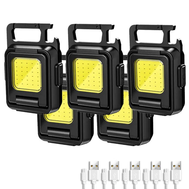 Mini LED Flashlight Keychain Light Double COB Lights USB Rechargeable Work Lights Fishing Lanterna with Magnet Built-in Battery-WAYBIKER
