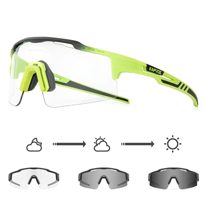 Kapvoe Photochromic Sunglasses Cycling Glasses for Men Women Sports Speed Road MTB Mountain Bike Bicycle Cycle Eyewear Goggle-WAYBIKER