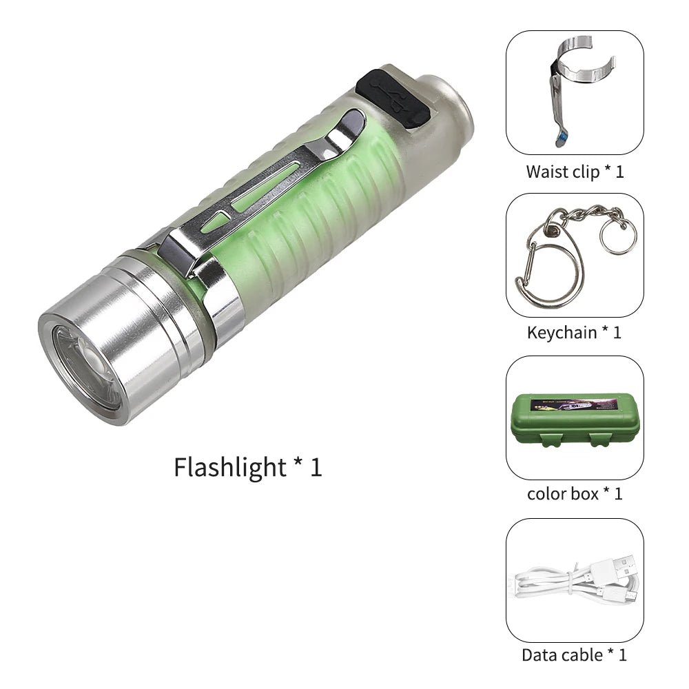 Super Bright LED Flashlight With White/red/blue/purple Side Light Strong Magnets 30W LED Wick Lighting USB Rechargeable Lamp-WAYBIKER