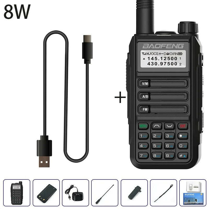 Baofeng UV-16 Plus Walkie Talkies Long Range 10KM Waterproof Two Way Radio10W VHF UHF Band UV 16 Pro USB Type C Upgrade of UV-5R-WAYBIKER