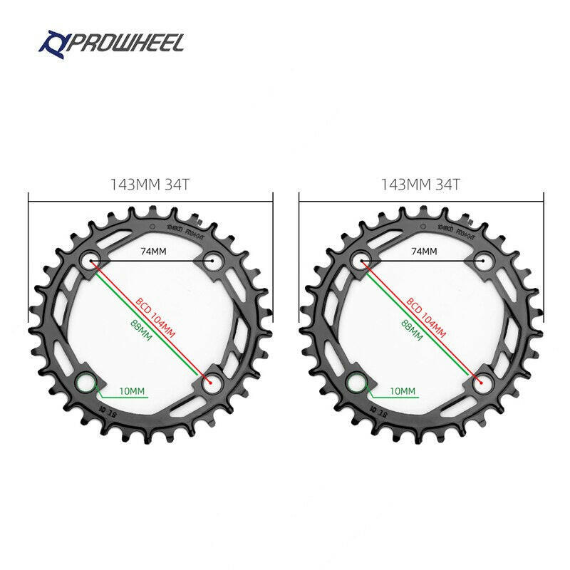 PROWHEEL 32T 34T 36T 38T 40T Mountain Bicycle Narrow Wide Chainring Chain Wheel 104BCD MTB Bike Sprocket Tooth Plate Crank Parts-WAYBIKER