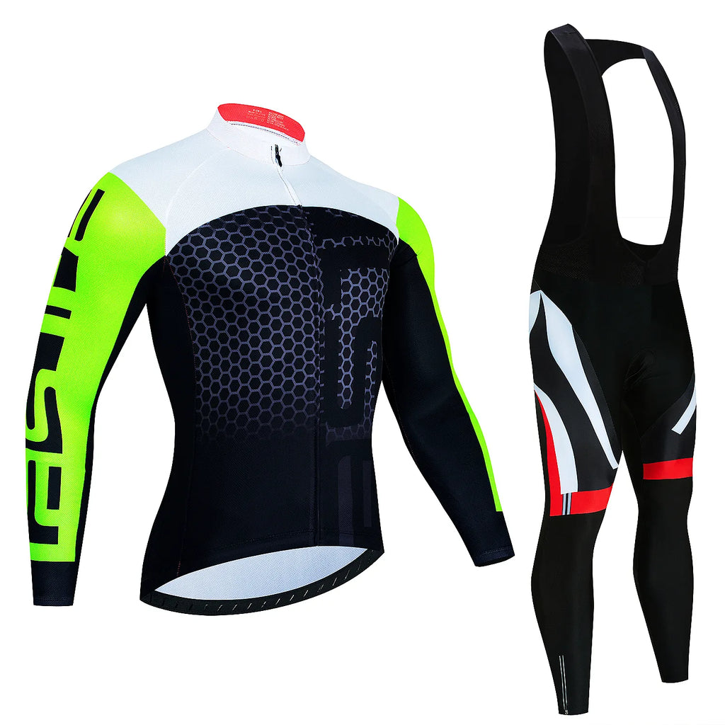 2024 Long Sleeve Cycling Jersey Set New Quick Step Mtb Bicycle Clothing Bicycle Maillot Ropa Ciclismo Mans Bike Clothes Cycling-WAYBIKER