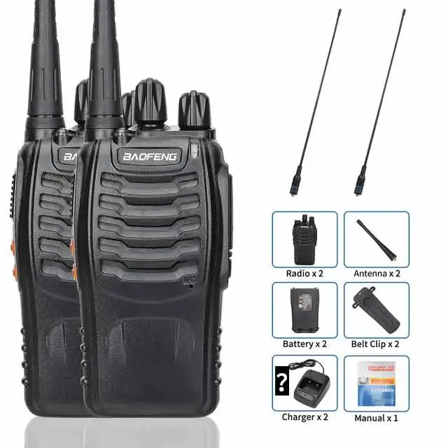 1/ 2PCS Baofeng BF-888S Walkie Talkie 888s UHF 5W 400-470MHz BF888s BF 888S H777 Long Range Two Way Radio For hunting hotel-WAYBIKER