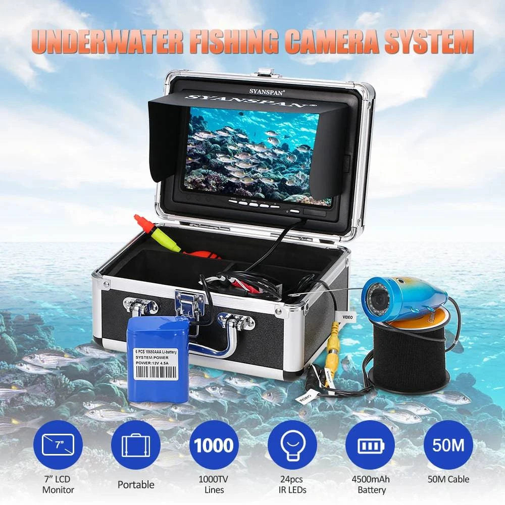 7" Inch Monitor 1000TVL Waterproof Underwater Fishing Camera Kit 24PCS Infrared IR LEDs Fish Finder for Ice Lake Boat Fishing-WAYBIKER