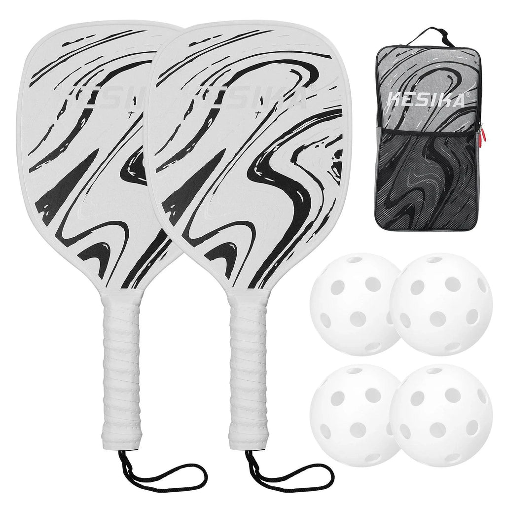Pickleball Rackets Set Pickleball Paddle Set of 2 Rackets & 4 Pickleballs Balls Pickle-Ball Racquet with Balls Sports Accessory-WAYBIKER