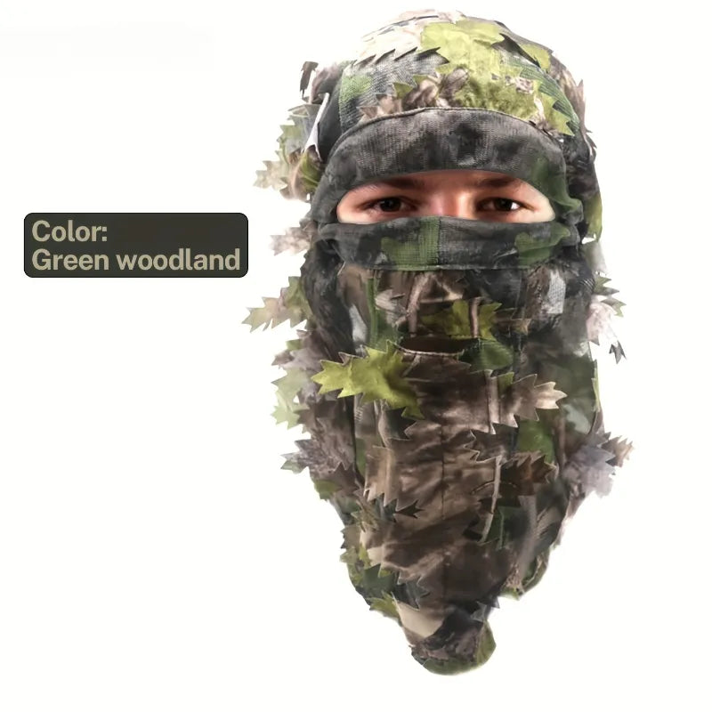 Ghillie Camouflage Leafy Hat 3D Full Face Mask Headwear Turkey Camo Hunter Hunting Accessories-WAYBIKER