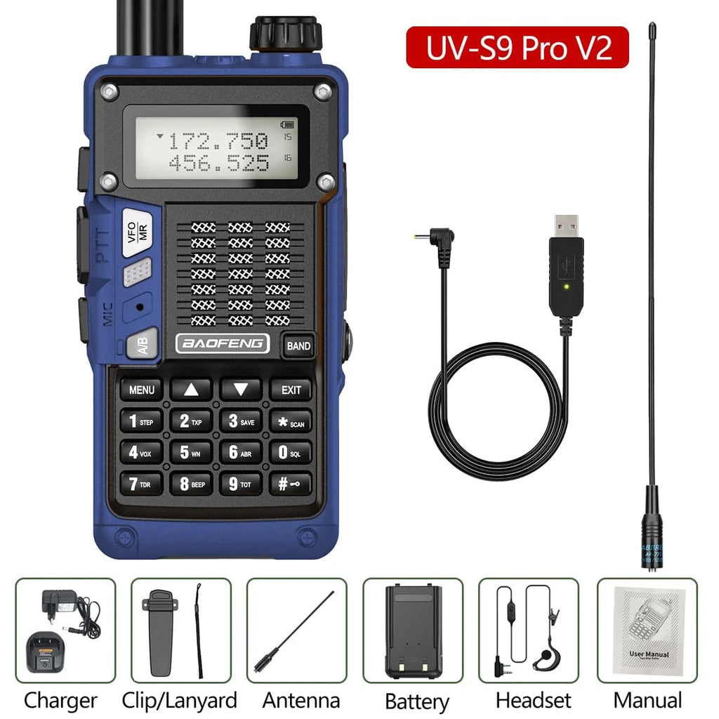 BaoFeng UV-S9 Pro V2 10W Powerful UHF VHF Waterproof Walkie Talkie Radio Long Range Up of UV-S9 Plus Portable Ham Two Way Radio-WAYBIKER