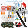 52pcs Ice Fishing Gear Set Ice Fishing Rod and Reel Combo with Ice Fishing Scoo p Ice Fishing Hook Fishing Lures-WAYBIKER