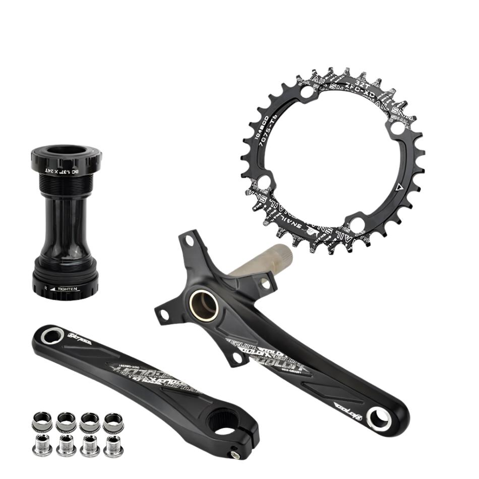 GOLDIX Bicycle Crank Chainring 104BCD MTB Bike Crank Aluminum Alloy with Bottom 170mm Crank Black 32T 34T 36T 38T Plate-WAYBIKER