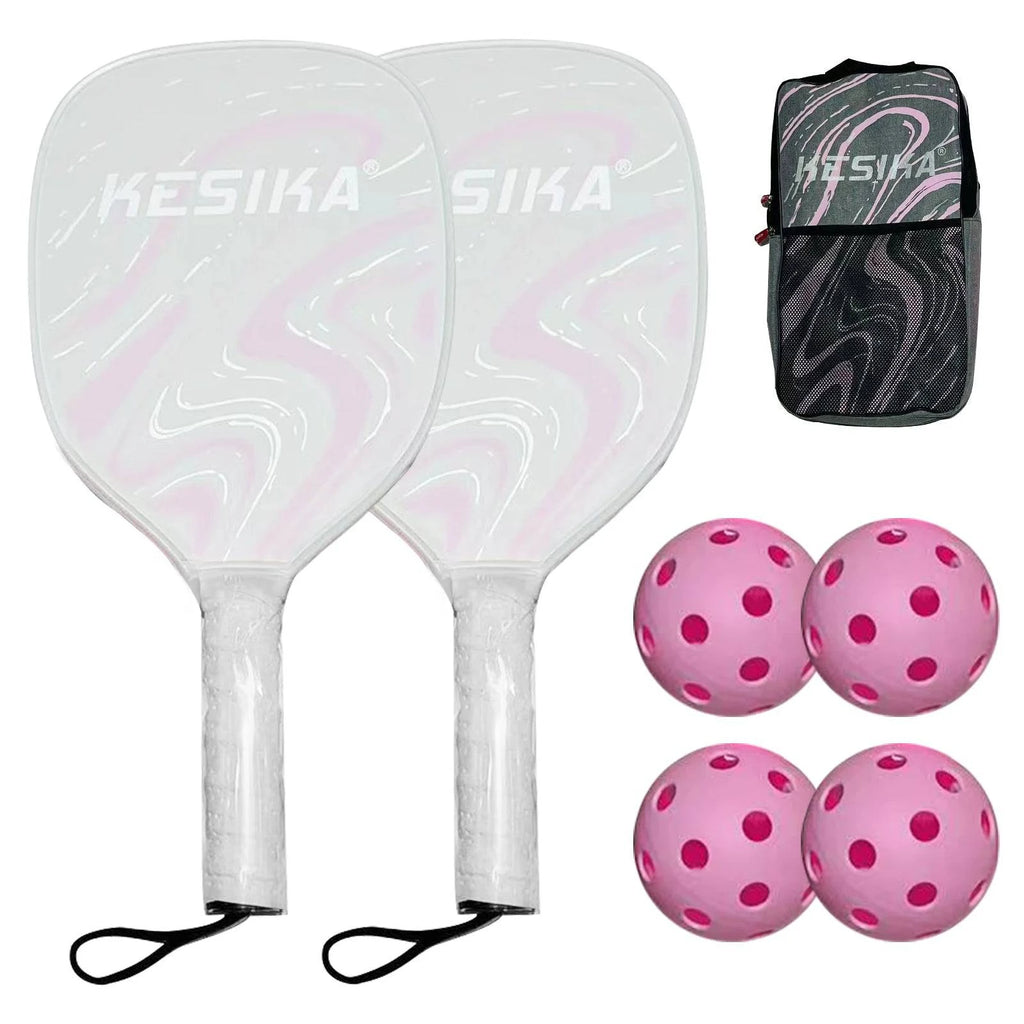 Pickleball Rackets Set Pickleball Paddle Set of 2 Rackets & 4 Pickleballs Balls Pickle-Ball Racquet with Balls Sports Accessory-WAYBIKER