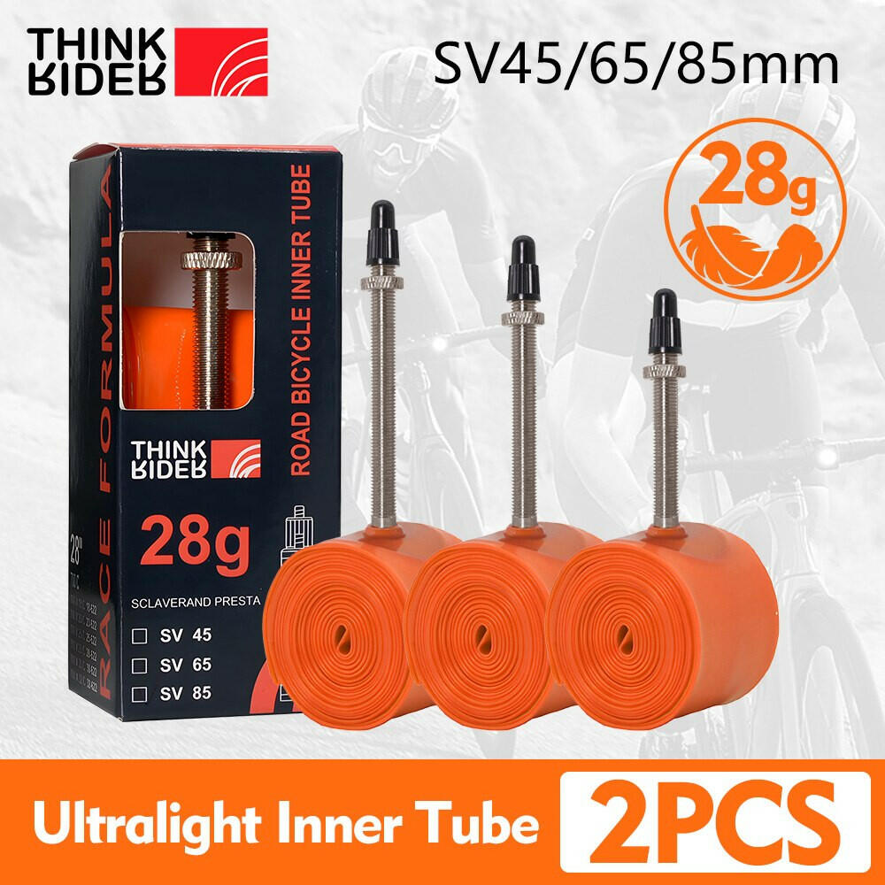 ThinkRider 2PCS Ultralight 28g Bike Inner Tube 700X18 25 28 Road Bicycle TPU Material Tire 65mm Length French Valve