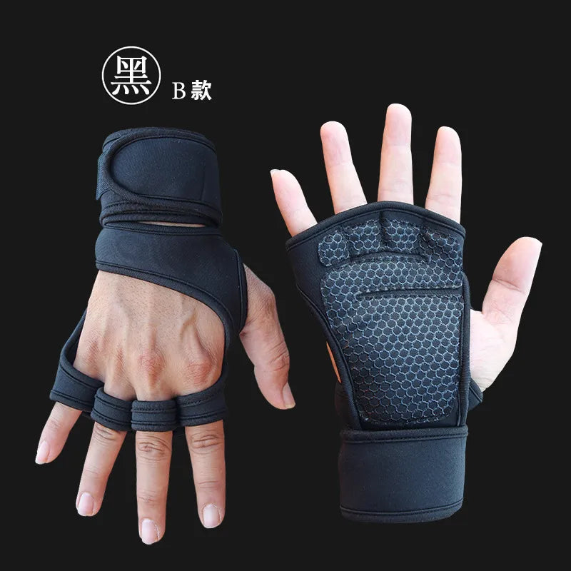 Cycling gloves Weightlifting Training for Men Women Fitness Sports Body Building Gymnastics Gym Hand Wrist Palm Protector Gloves-WAYBIKER