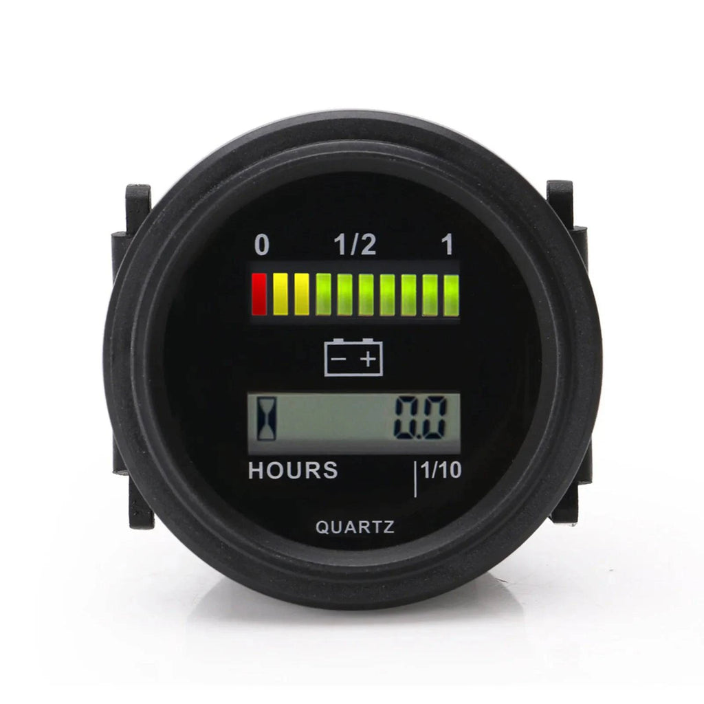 Motorcycle Digital Lcd Hour Meter with LED Battery Indicator Gauge Work on 12V 24V 36V 48V 72V Lead Acid Storage Battery-WAYBIKER