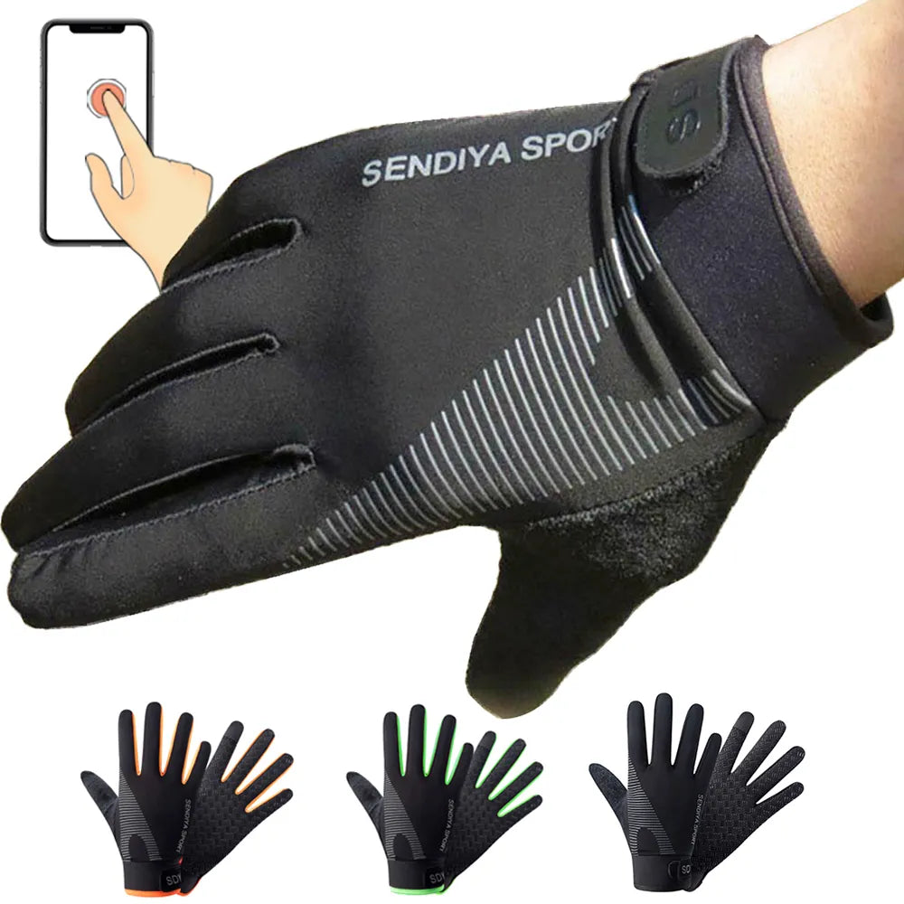 1 Pair Cycling Gloves Motorcycle Bike Gloves Touch Screen Full Finger Gloves Outdoor Fishing Gloves Men's Training Sports Gloves-WAYBIKER