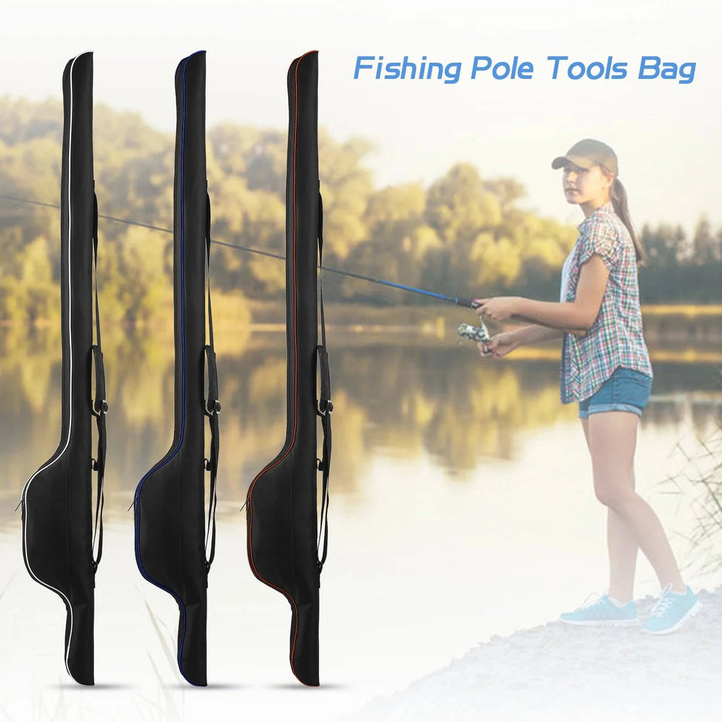 63'' Portable Fishing Pole Bag Folding Fishing Pole Holder Large Capacity Rod Tackle Organizer Storage Bag For Outdoor Fishing-WAYBIKER