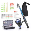 1.3m/1.5m Telescopic Fishing Rod Spinning Reel Combo Full Kit with Hooks Soft Lures Barrel Swivels Storage Bag-WAYBIKER