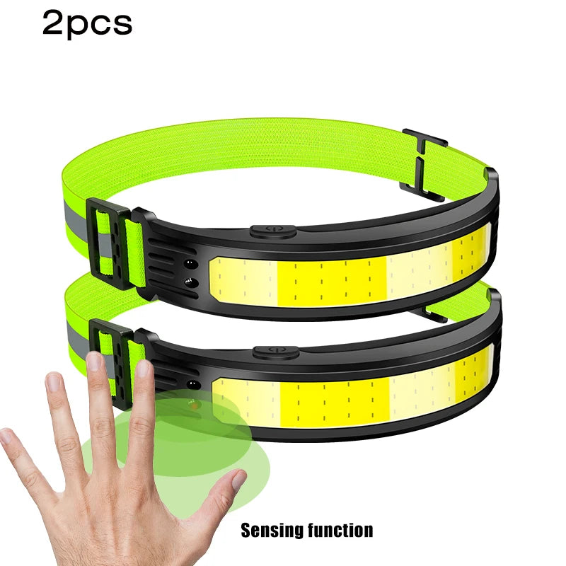 COB Bead Headlamp Built-in Battery Camping Fishing Powerful Wave Sensor USB Rechargeable LED Headlight Waterproof Torch Lantern-WAYBIKER