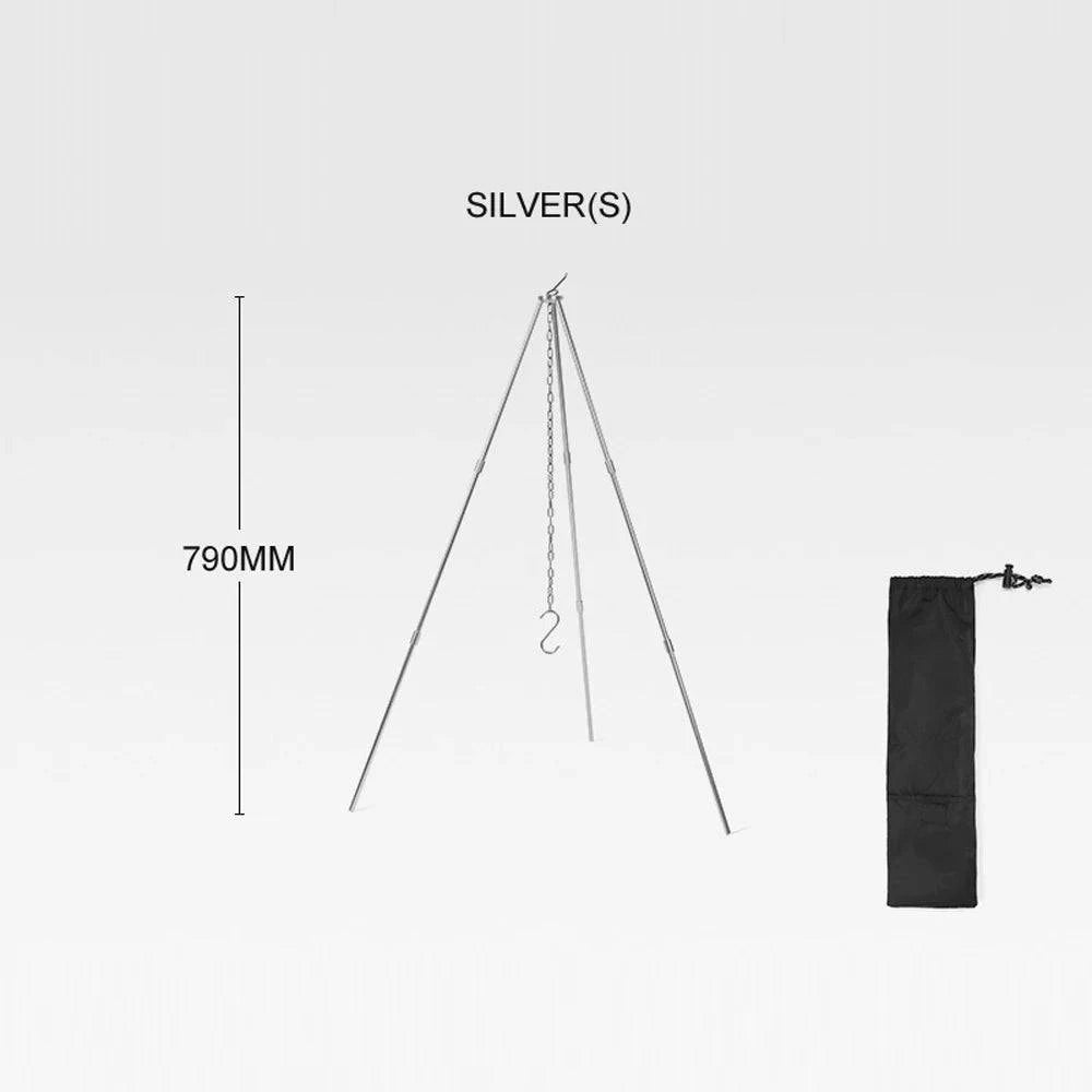 Detachable Outdoor Campfire Tripod Bonfire Rack Portable Aluminum Alloy Hung Pot Stand Folding Bracket for Camping Picnic BBQ-WAYBIKER