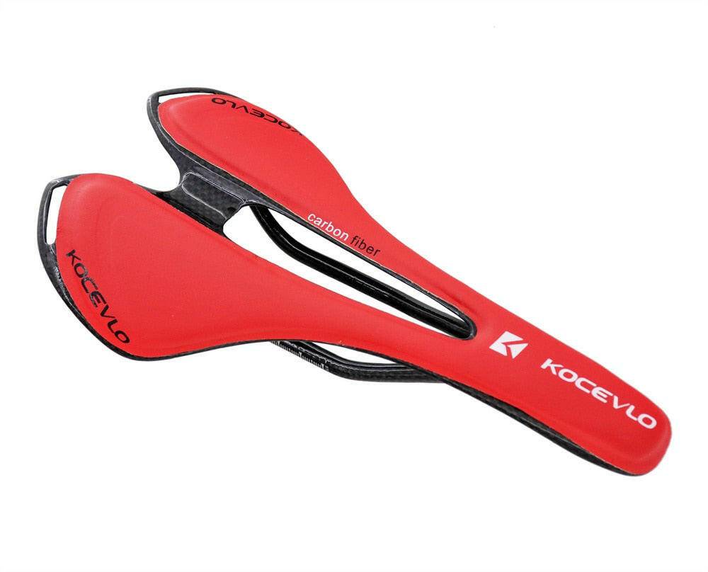 KOCEVLO Full Carbonfiber+Leather Fiber Road Mountain Bike Saddle Seat Cushion Carbon Bicycle Discoloration Cycling Parts-WAYBIKER