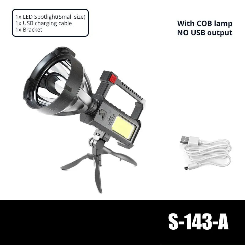 High Power LED Flashlight Waterproof Fishing Lantern Torch USB Rechargeable Powerful Spotlight Searchlight Camping Lamp-WAYBIKER