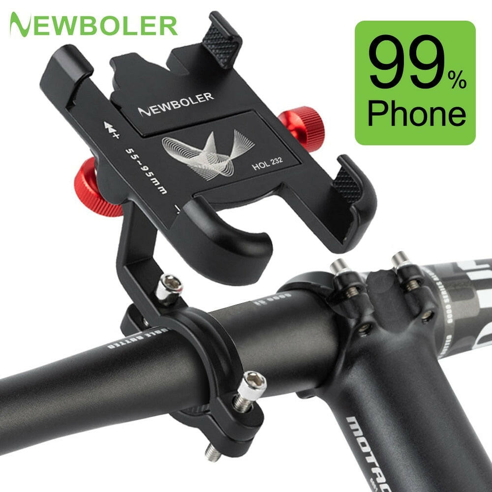 NEWBOLER MTB Phone Mount Stand Bicycle Holder 360 Degrees Rotatable Aluminum Adjustable Bike Phone Holder Nonslip Holder