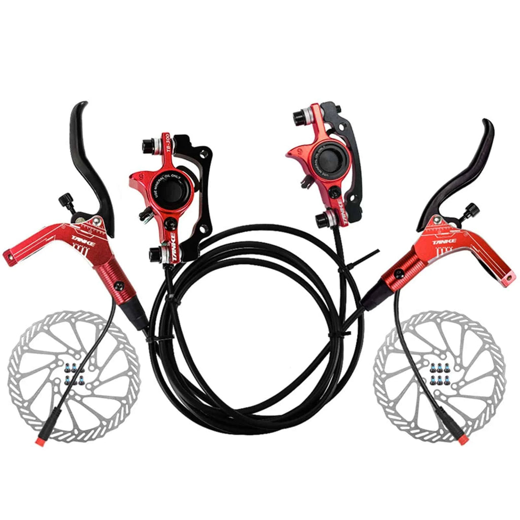 E-Bike Hydraulic Brake Set with 160mm Rotors Front and Rear Hydraulic Disc Brake Caliper Lever for Electric Bike Bicycle Scooter-WAYBIKER