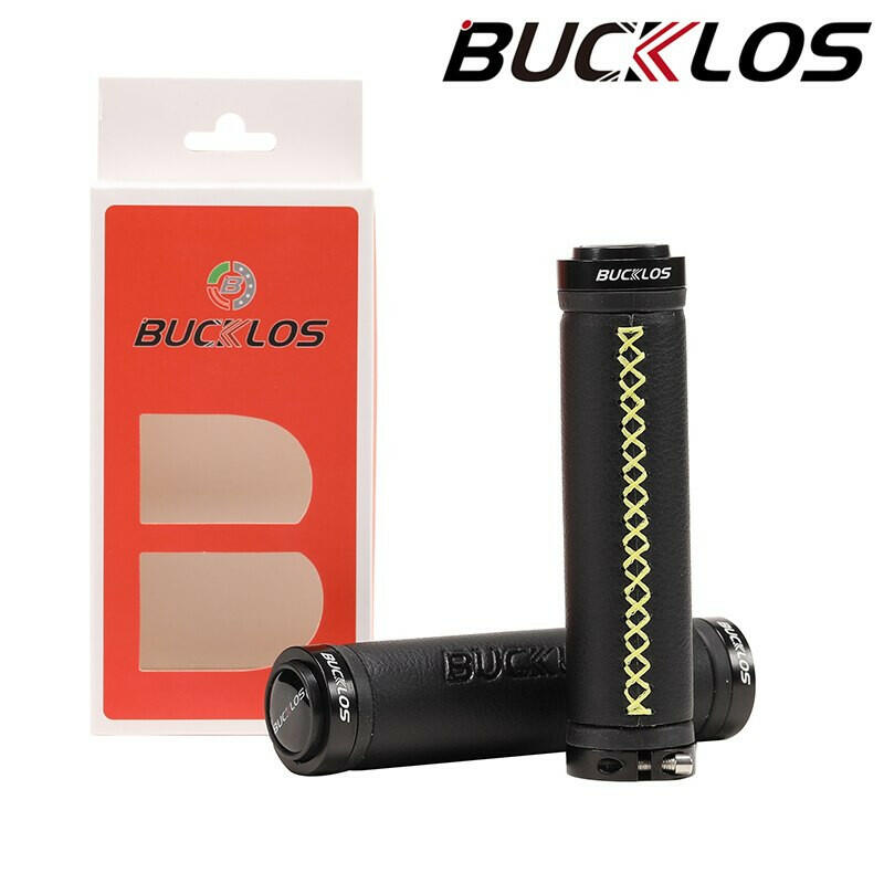 BUCKLOS Leather Bicycle Grip Lock on Mountain Bike Grips Double Lock Ring Mtb Grips Ultralight Bike Handlebar Grip MTB Part-WAYBIKER