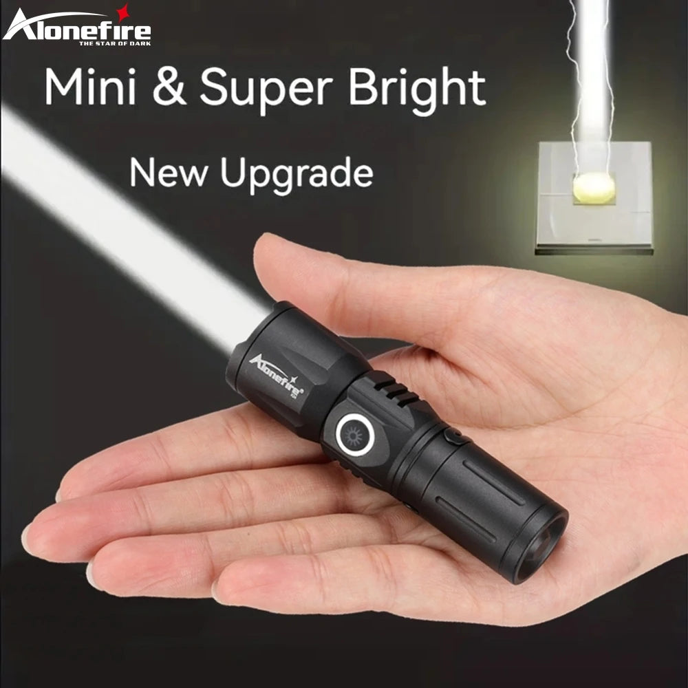 Zoom White Beam Light Long Distance Mini Flashlight Type-C Usb Rechargeable Portable Pocket Torch Home Outdoor 16340 Battery