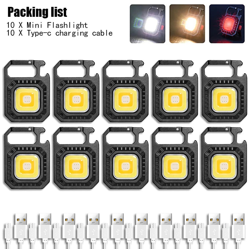 800LM Mini LED Flashlight USB C Rechargeable Keychain Light Multifunctional Work Light Outdoor Camping Lantern Fishing Torch-WAYBIKER