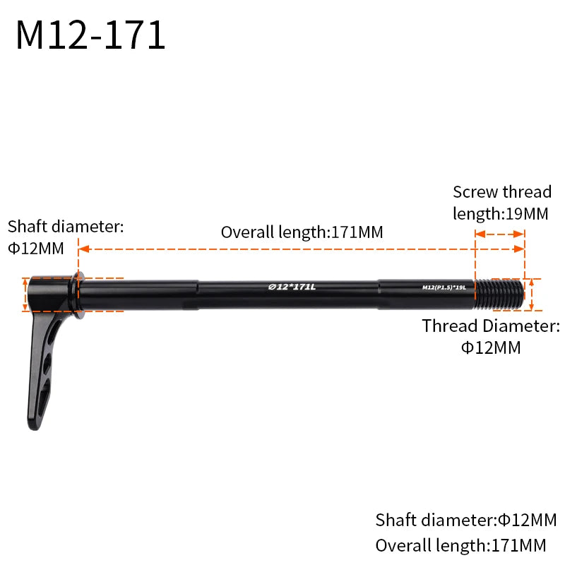 Lebycle MTB Quick release Thru Axle Road Bike Screw Shaft DT Structure Skewers 12mm Wheel Axis Hub Rear M12 M15 x 148-WAYBIKER