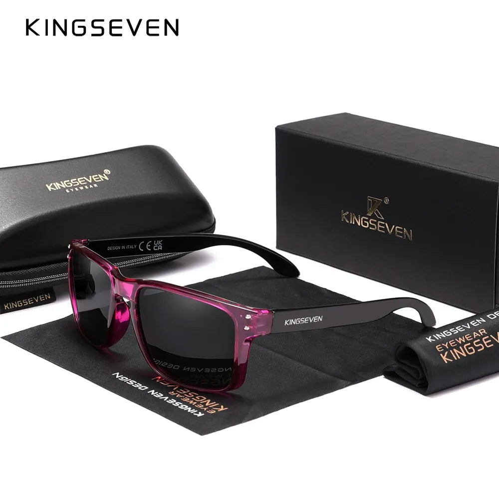 KINGSEVEN Brand Square Retro TR90 Polarized Sunglasses Women Men Carbon Fiber Pattern Design Outdoor Sports Eyewear-WAYBIKER