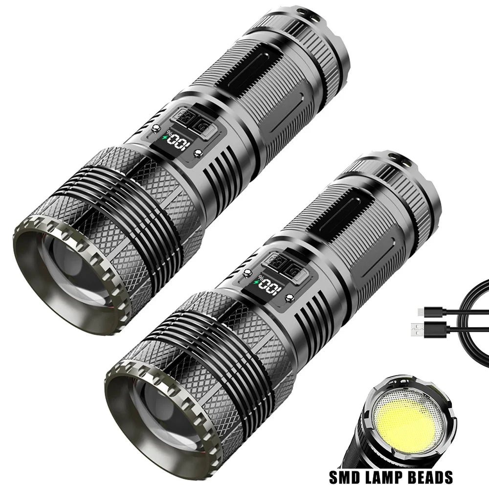 High Power White laser Led Flashlights Tactical 7800mah 18650 Built-in Battery Light Emergency Spotlights 9km Holiday Gifts-WAYBIKER