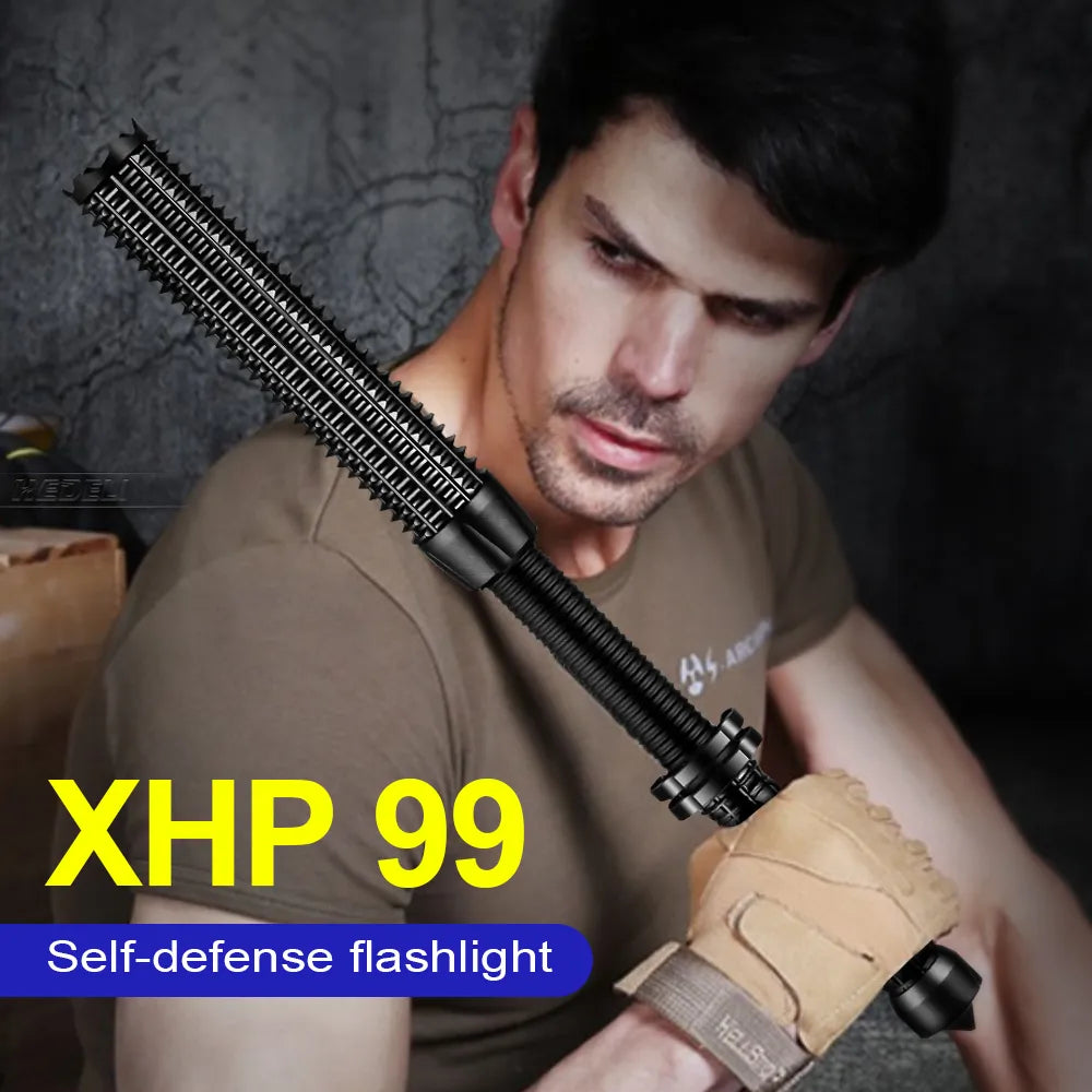 Newest Powerful XHP99LED Flashlight Super Bright Rechargeable Self Defense Powerful Torch Zoomable Battery 18650 Waterproof Lamp-WAYBIKER